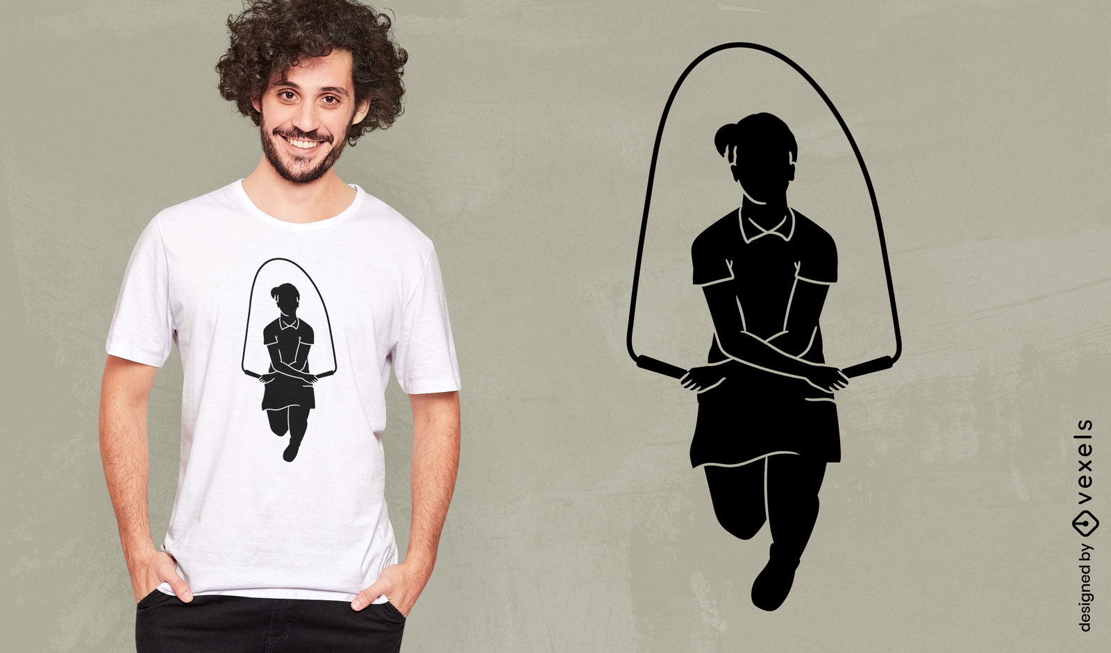 Jump rope girl silhouette t-shirt design