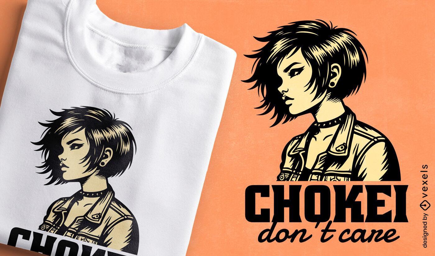 Diseño de camiseta con actitud de chica punk