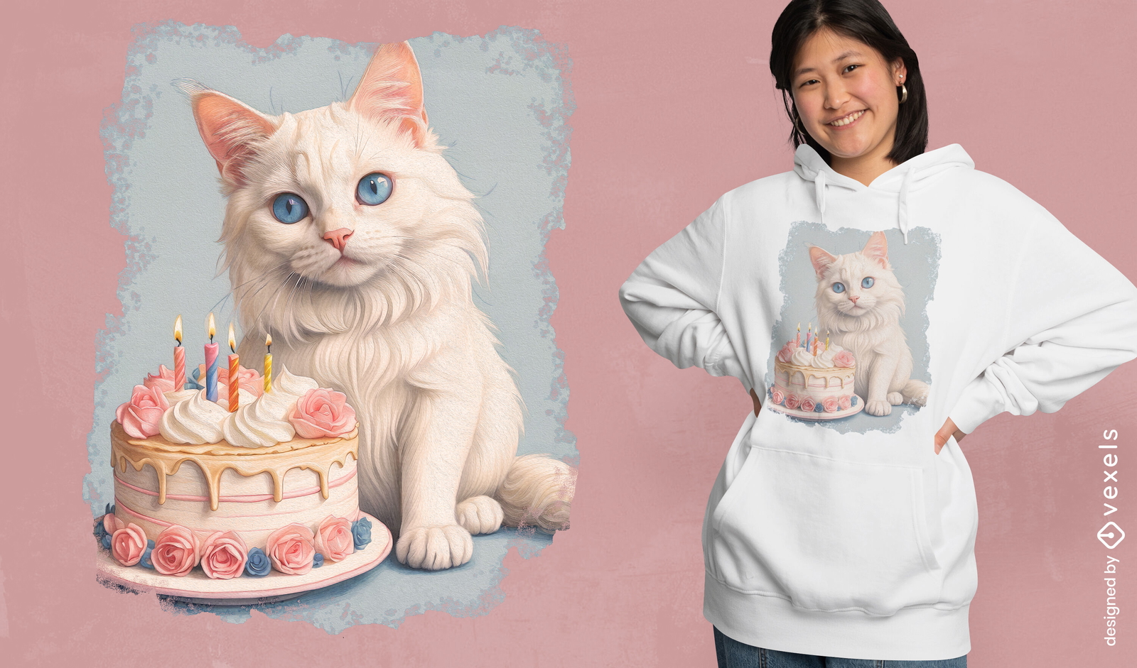 Design de camiseta para festa de aniversário de gato