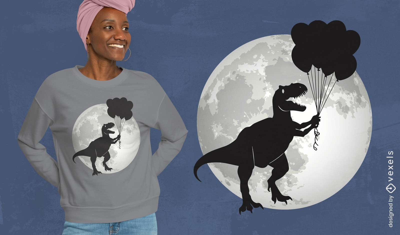 Dinosaur with balloons t-shirt design