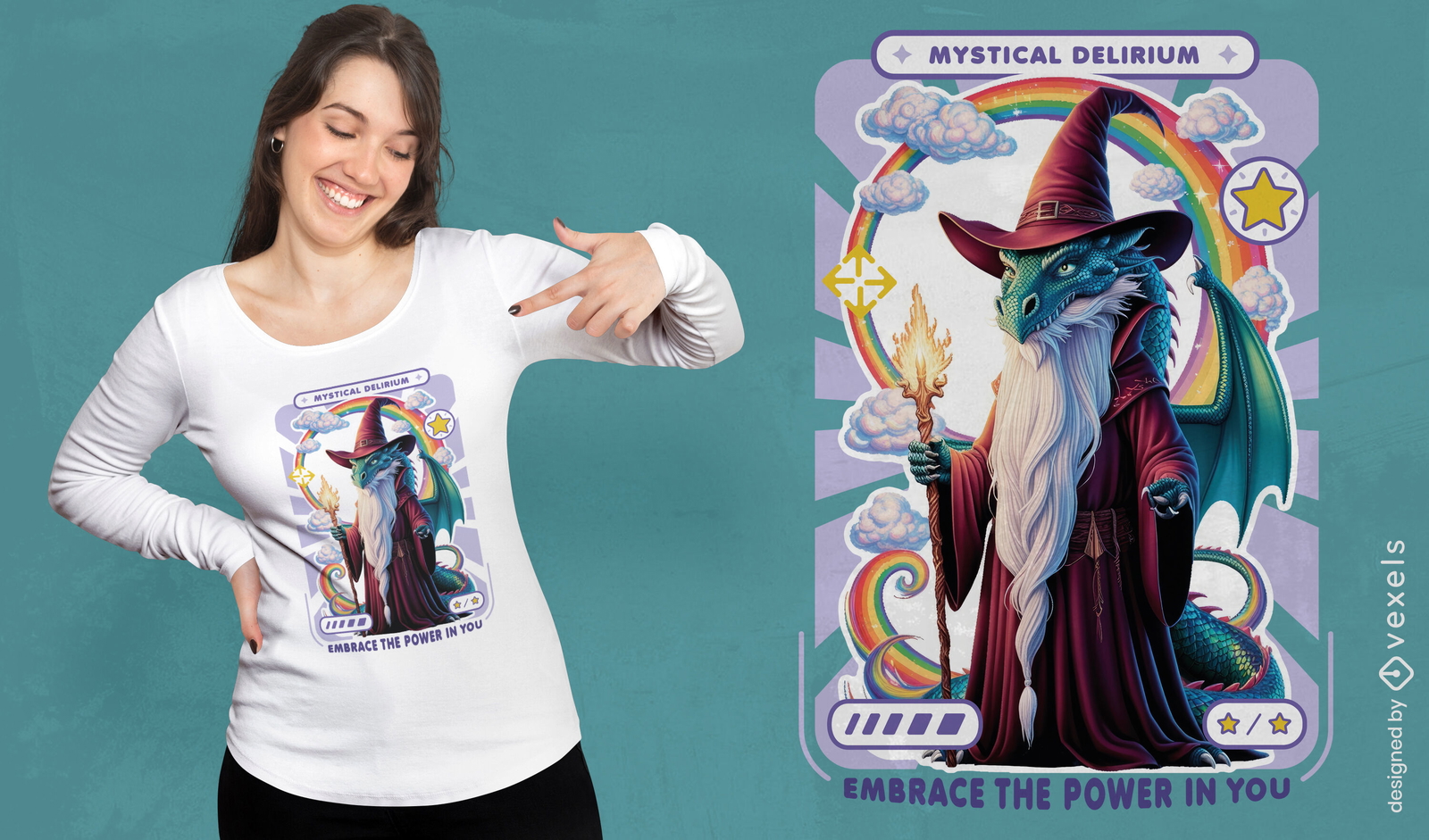 Mystical delirium wizard t-shirt design