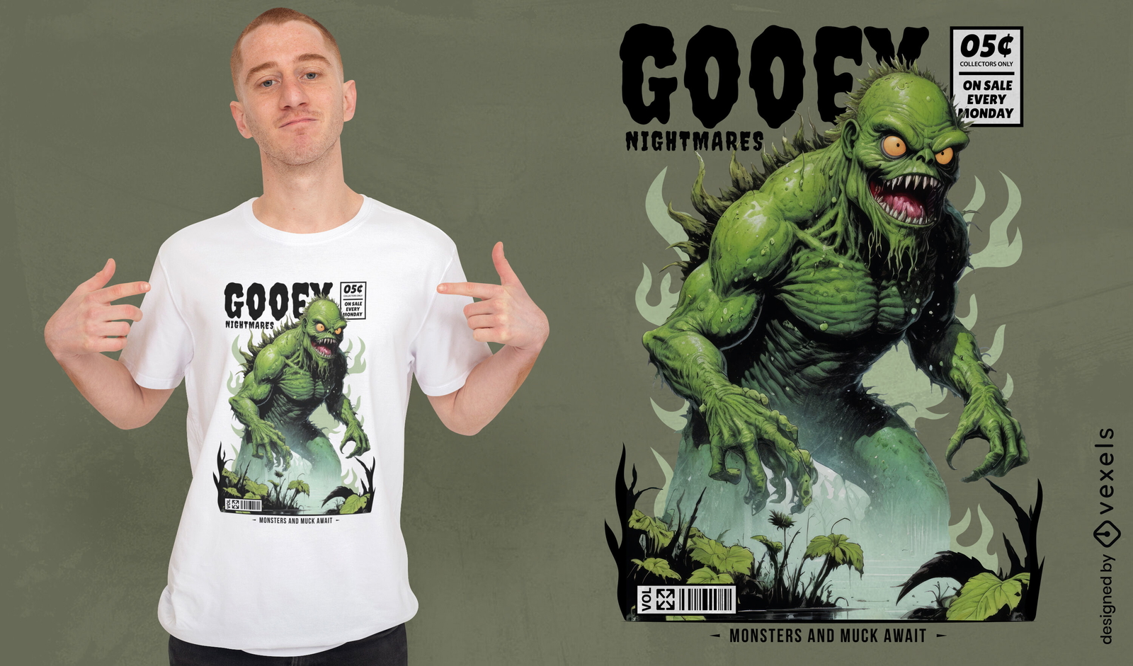 Gooey monster comic t-shirt design