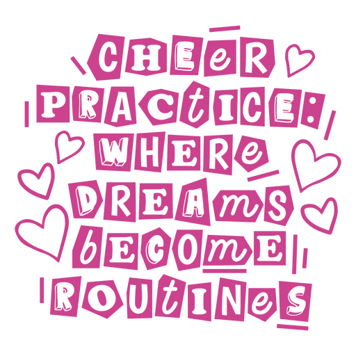 Inspirierendes Cheerleading-Zitat mit Herzchen-T-Shirt-Design PNG-Design