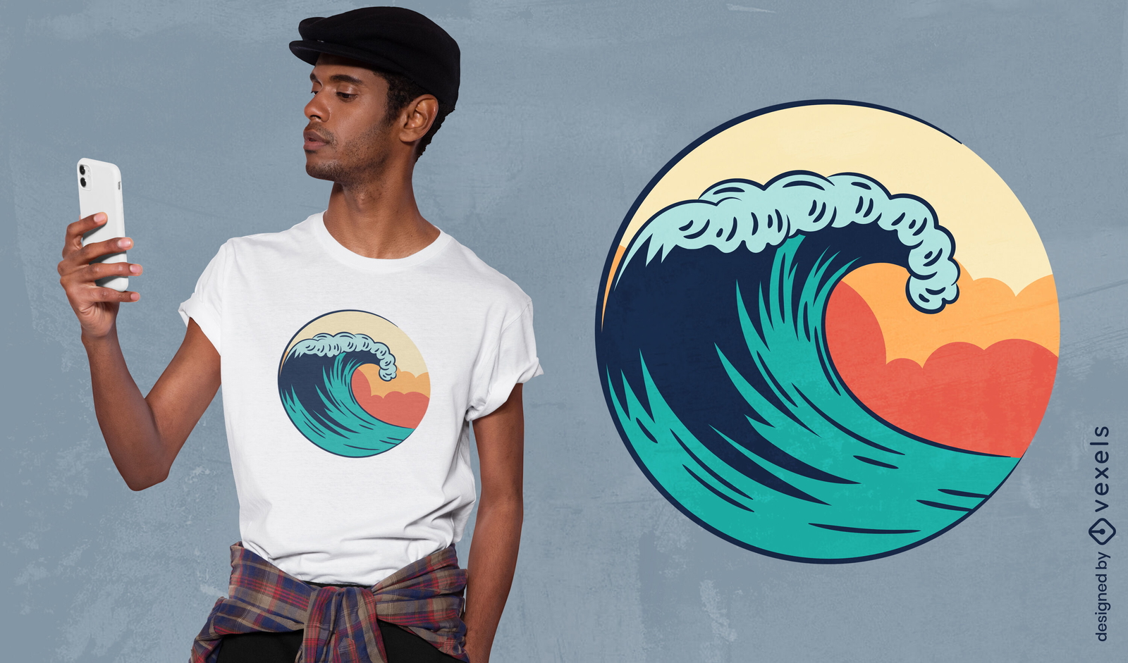 Diseño de camiseta con arte de ondas retro