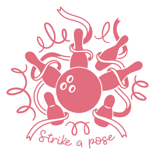 Verspielte Bowling-Grafik mit der Bildunterschrift ?Pose einlegen? PNG-Design