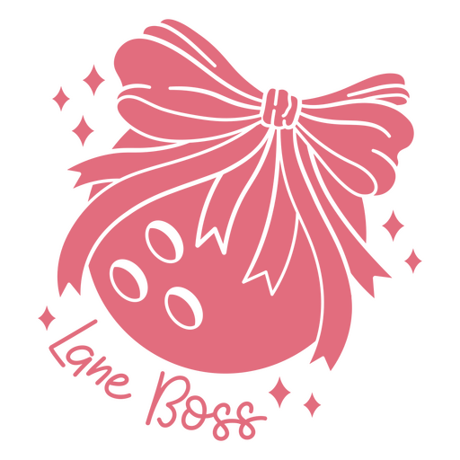 Design divertido de bola de boliche com laço e frase. Desenho PNG