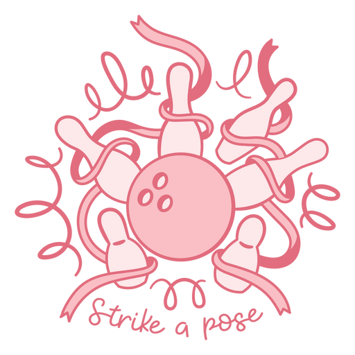 Verspieltes Bowling-Design mit dem Zitat ?Strike a Pose?. PNG-Design