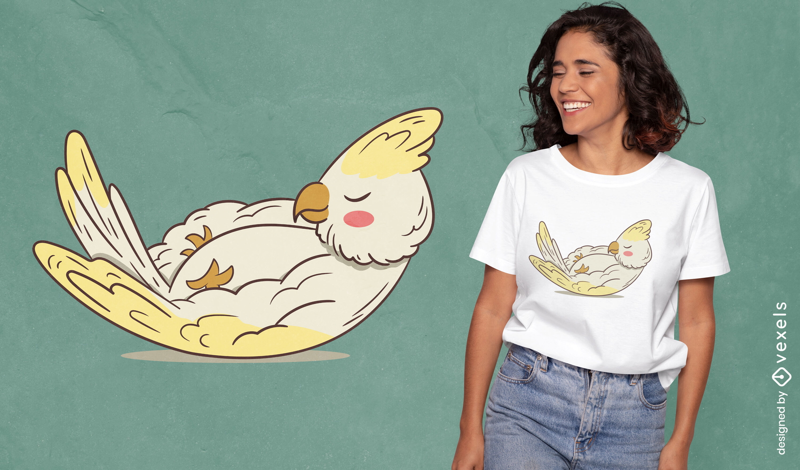 Cute cockatiel lying t-shirt design