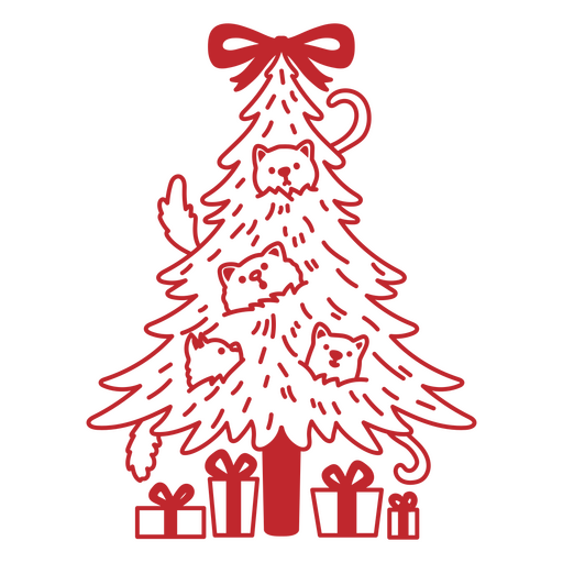 Cute kitten christmas tree design PNG Design