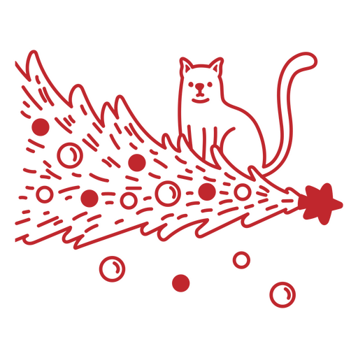 Red cat sitting on a tree branch design PNG Design