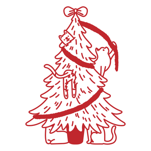 Diseño de camiseta con ilustración de árbol navideño de gato caprichoso Diseño PNG