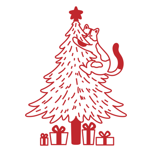 decoração de árvore de Natal com um gato brincalhão Desenho PNG