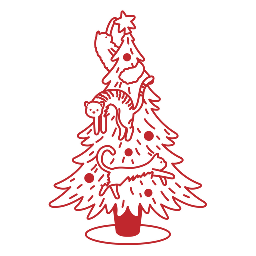 Diseño de árbol de Navidad con temática de gato divertido Diseño PNG