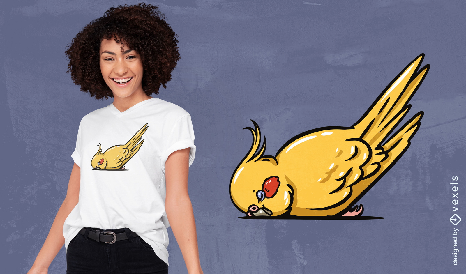 Cockatiel lying on its side t-shirt design