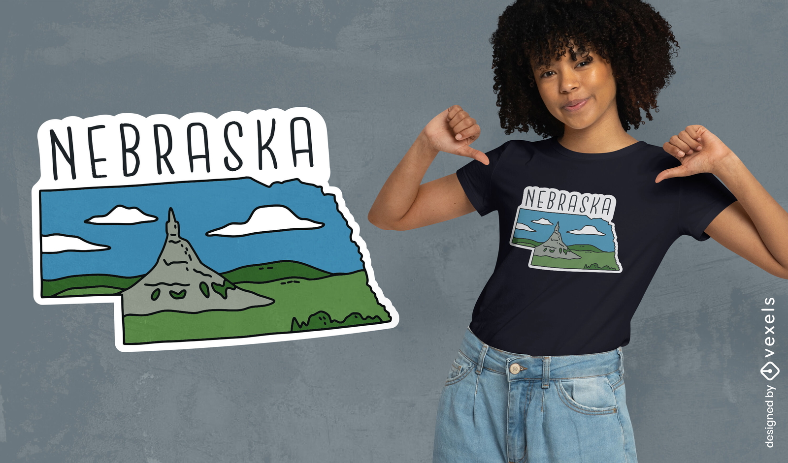 Design de camiseta do estado de Nebraska