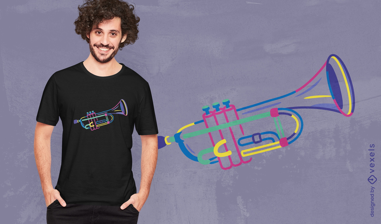 Colorful abstract trumpet t-shirt design