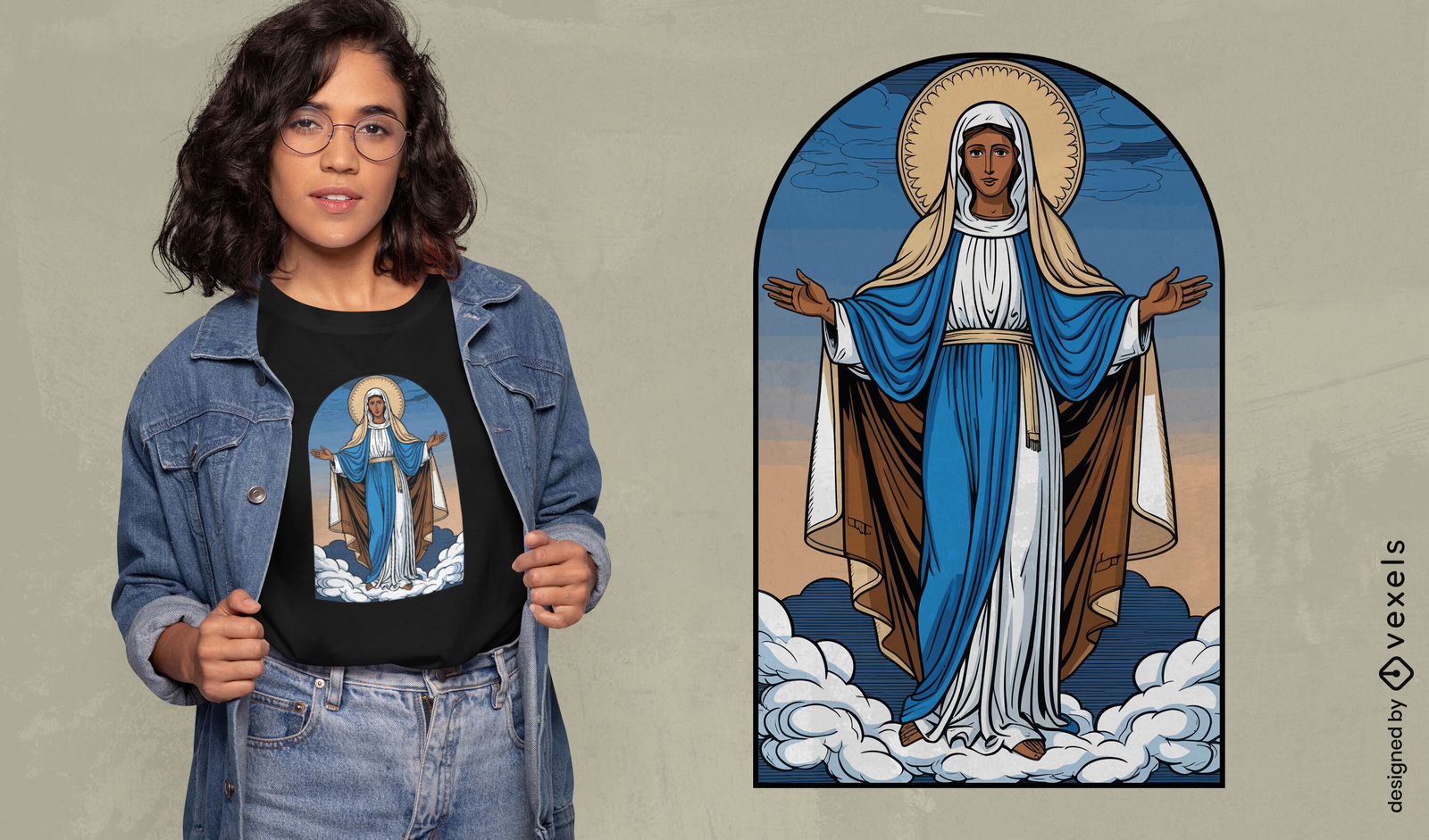 Design de camiseta Santa Virgem Maria