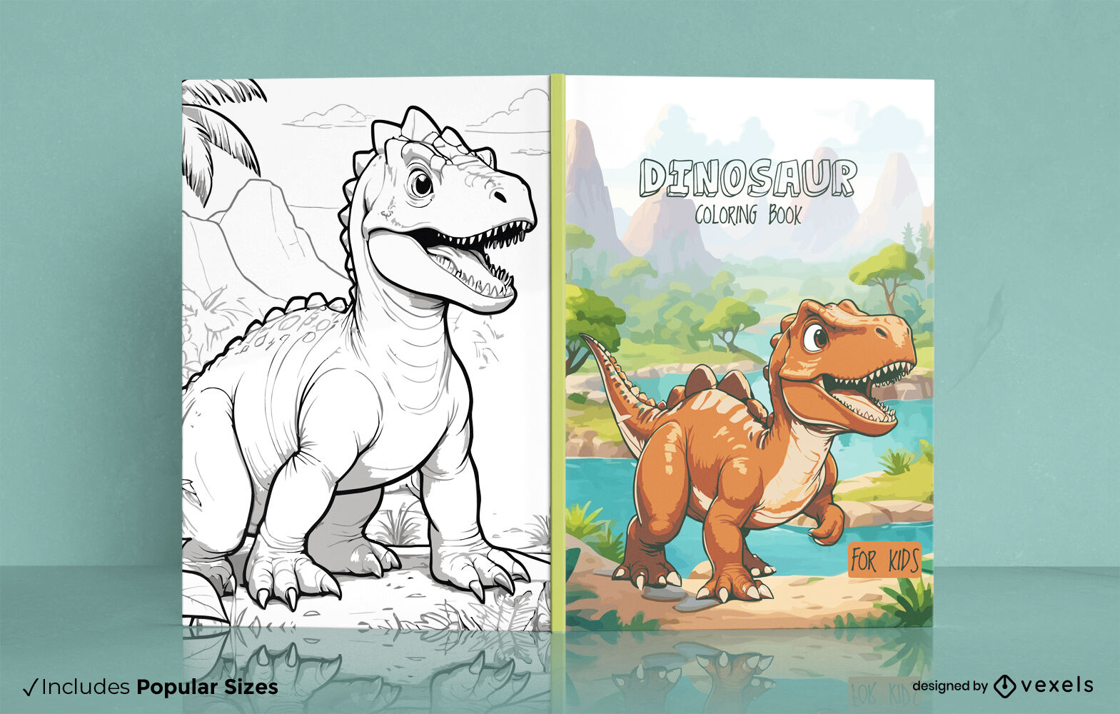 Diseño de portada de libro para colorear para entusiastas de los dinosaurios