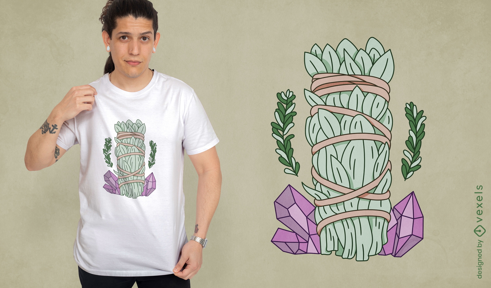 Design de camiseta com bastão de manchas de cristal