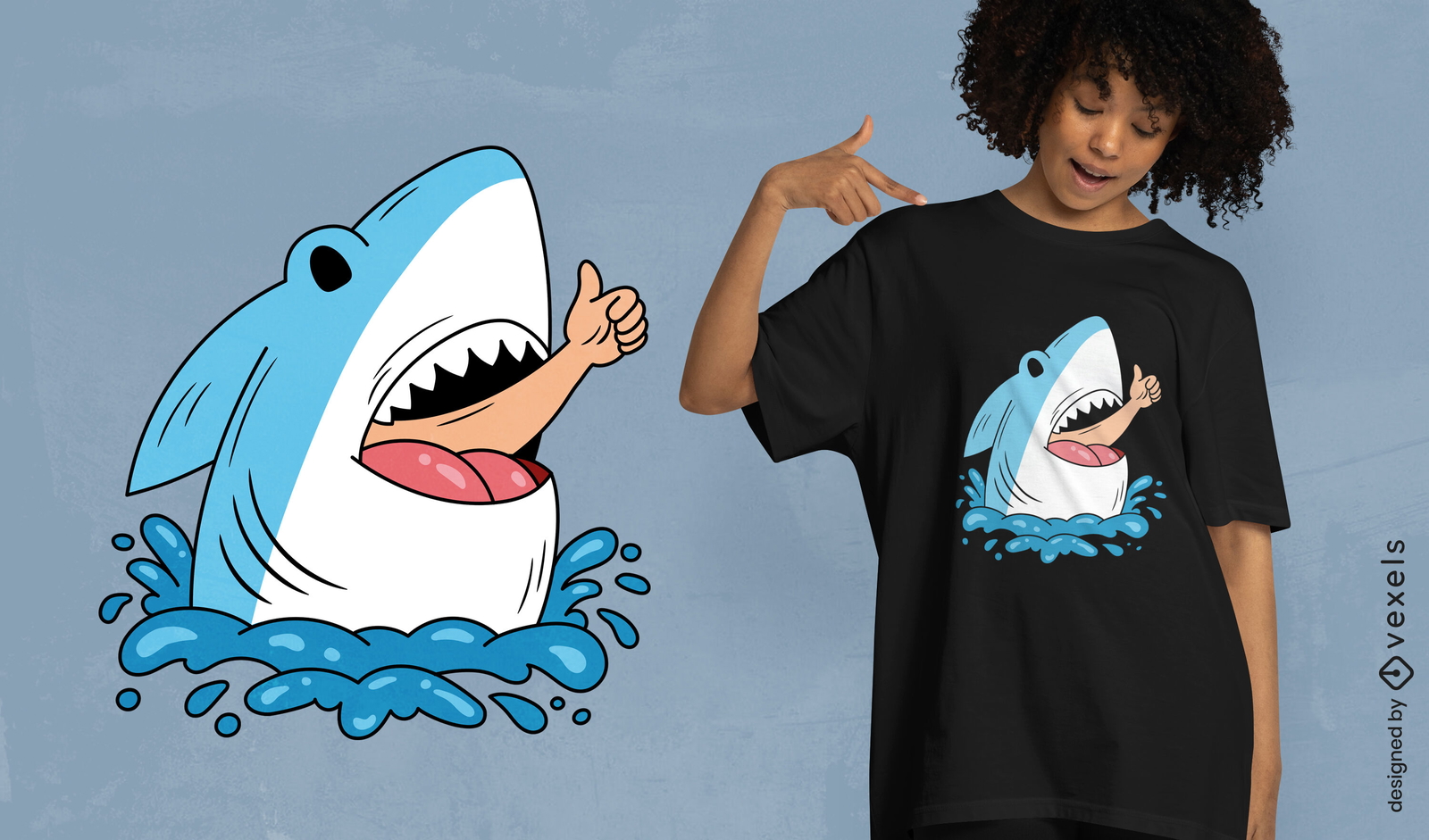 Shark thumbs up t-shirt design