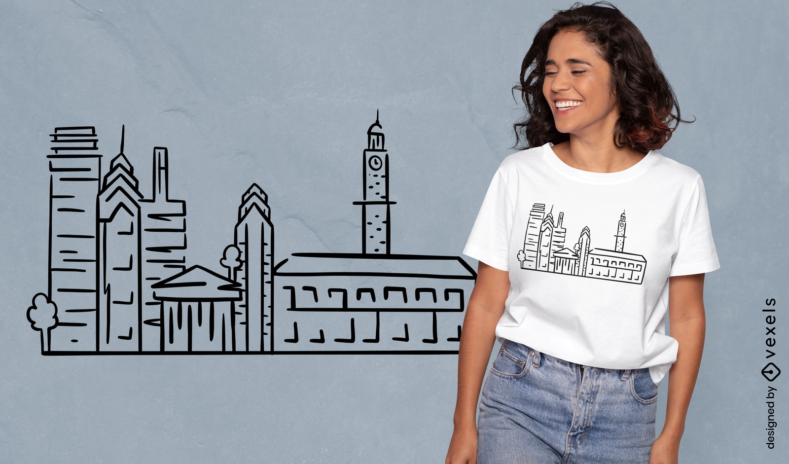 T-Shirt-Design mit Skyline von Philadelphia