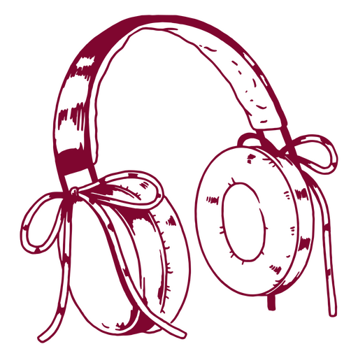 Auriculares con lazo elegante Diseño PNG