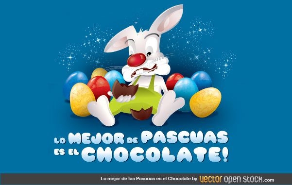 Conejo comiendo chocolate