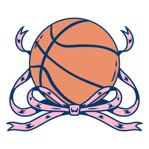 Diseño de baloncesto lúdico con cintas. Diseño PNG
