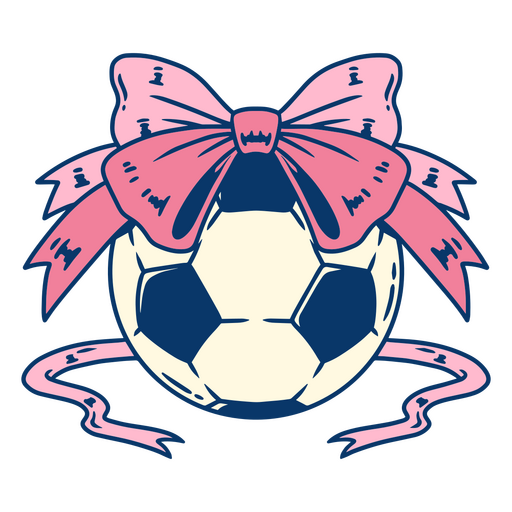 Balón de fútbol con diseño de lazo rosa. Diseño PNG