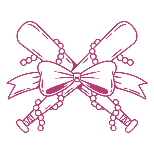 Pink and black bat and bow design PNG Design