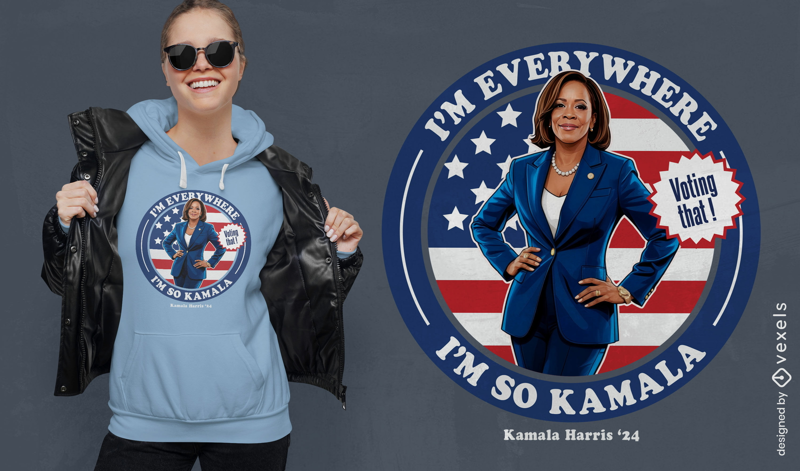 Diseño de camiseta de la campaña política de Kamala