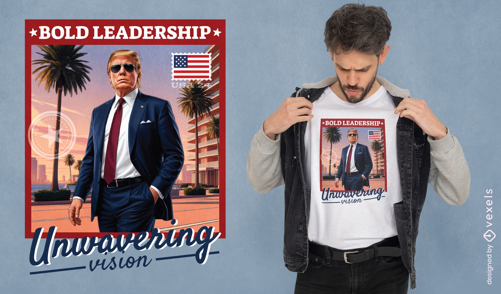 Diseño de camiseta de Trump sobre liderazgo