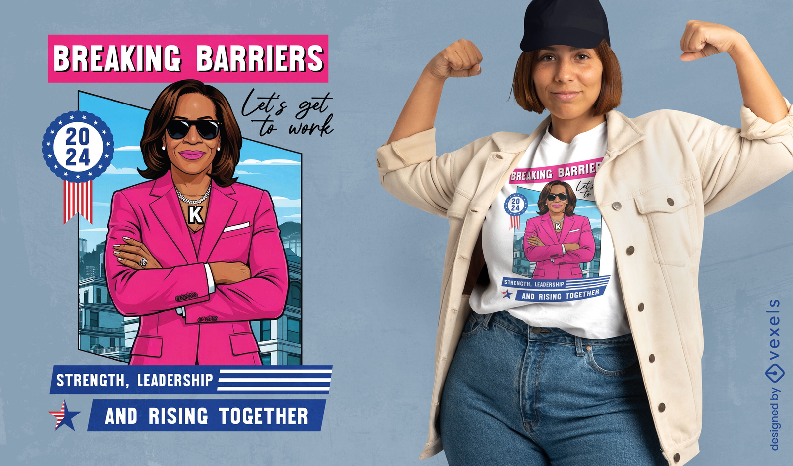 Kamala breaking barriers t-shirt design