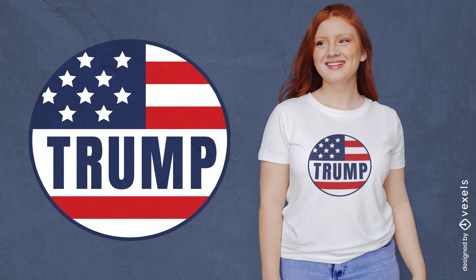 Diseño de camiseta con la bandera estadounidense de Trump