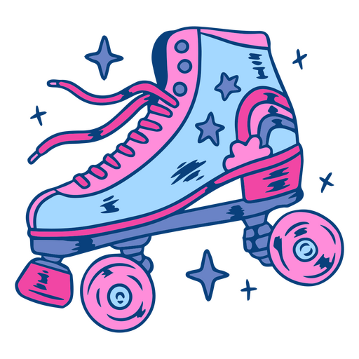 Pink and blue roller skate design PNG Design