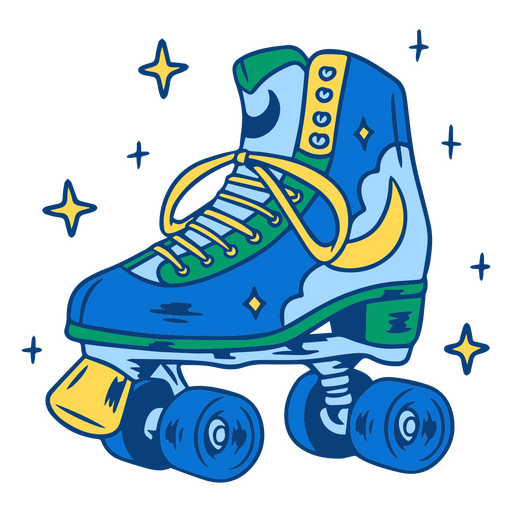 Blue and green roller skate PNG Design