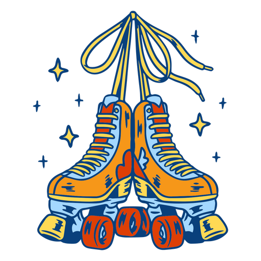 Colorful retro roller skates illustration PNG Design