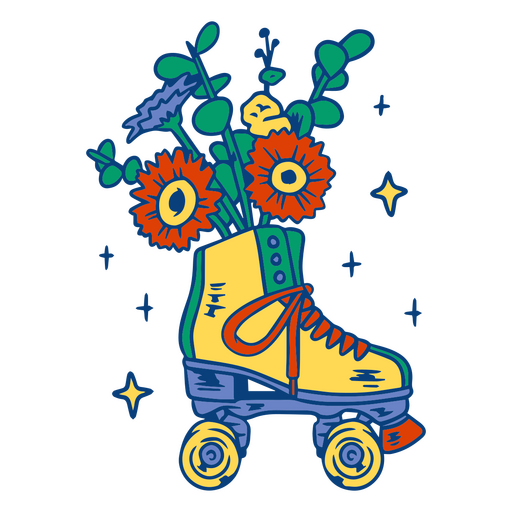 Whimsical floral roller skate design PNG Design