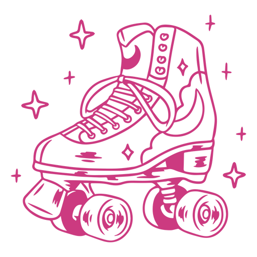 Pink roller skate with stars PNG Design