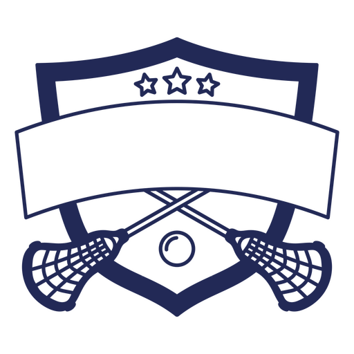 Diseño de escudo de lacrosse con palos cruzados y pancarta personalizable. Diseño PNG