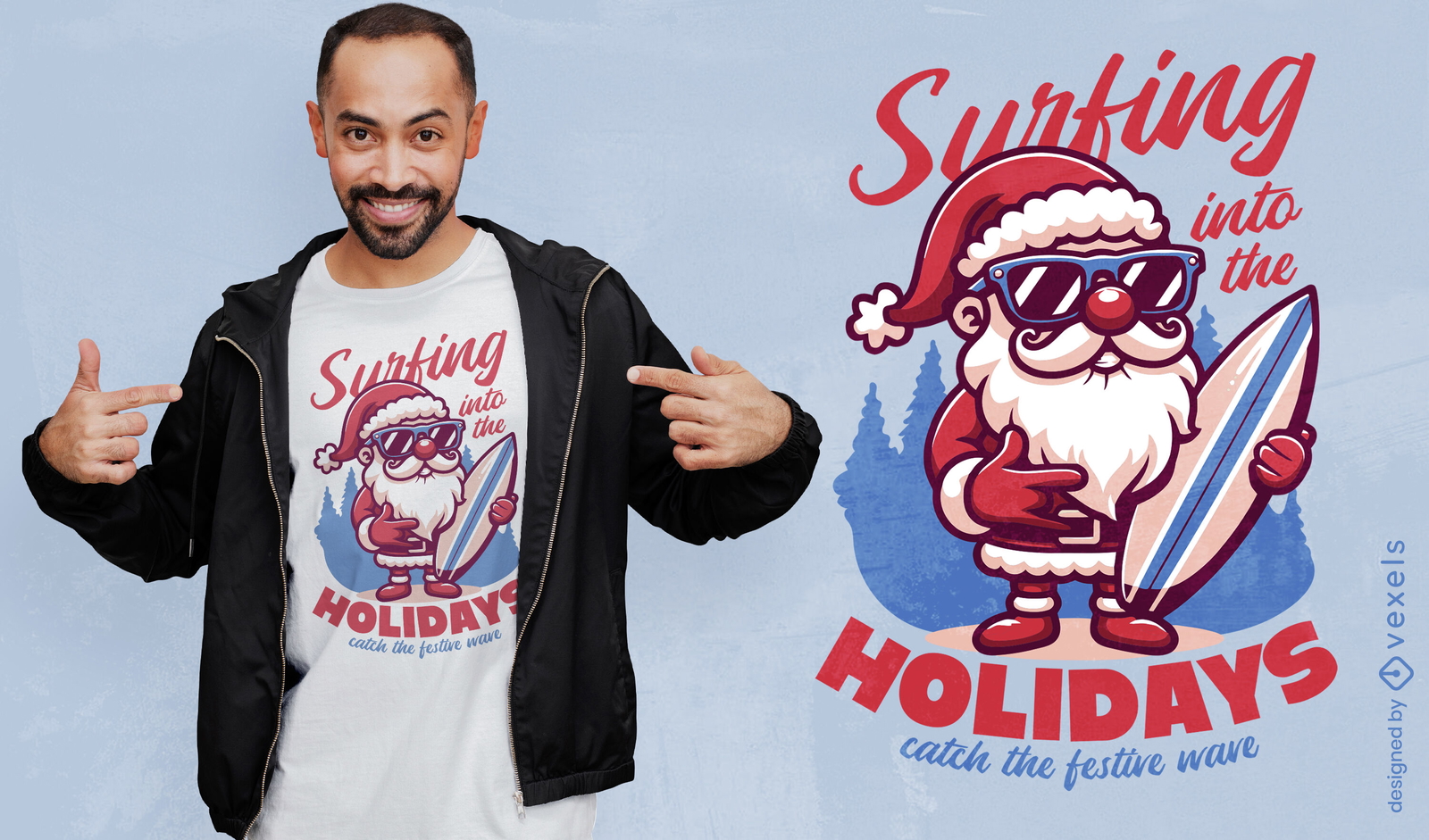 Design de camiseta "Surfing into the Holidays"