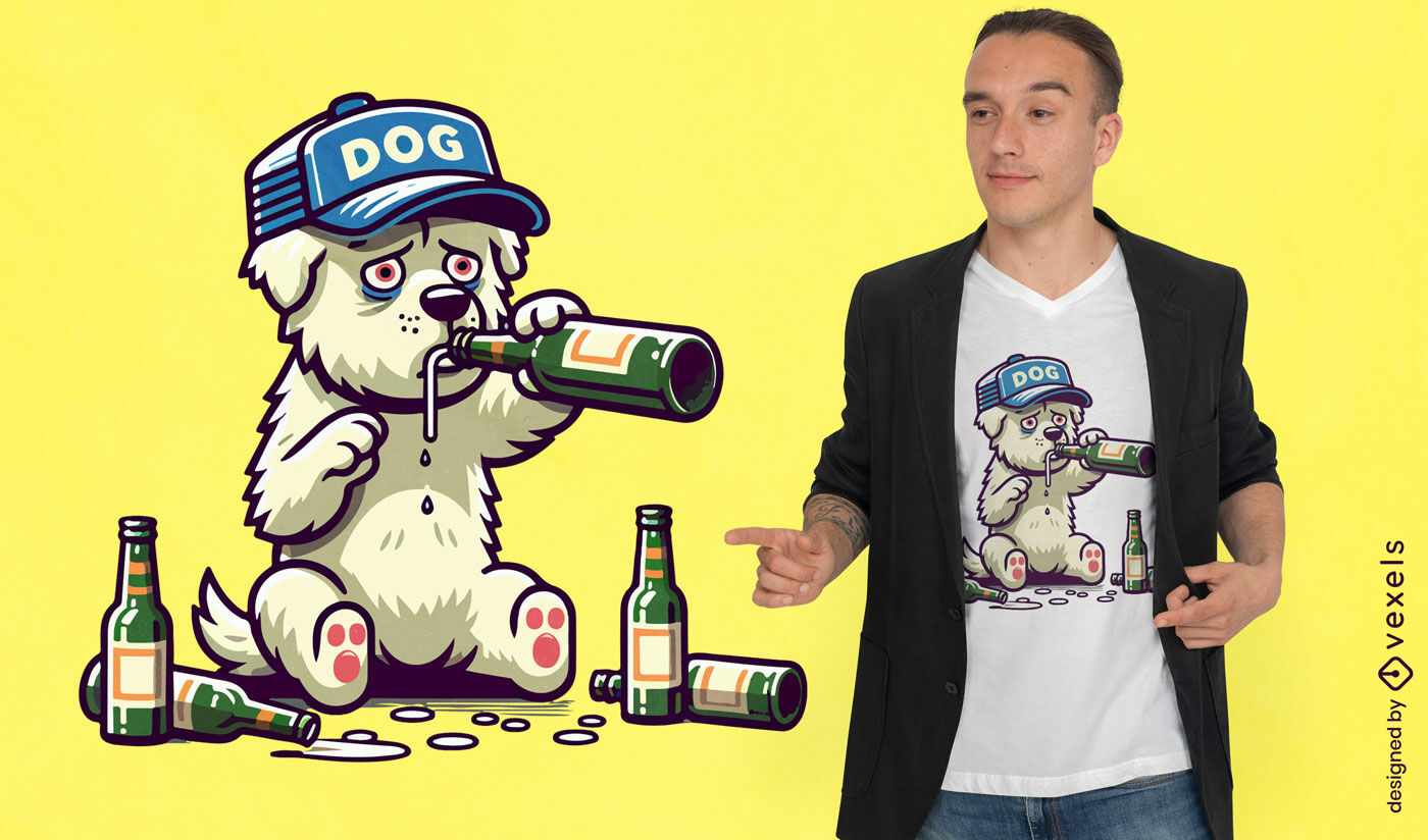 Dog drinking beer t-shirt design