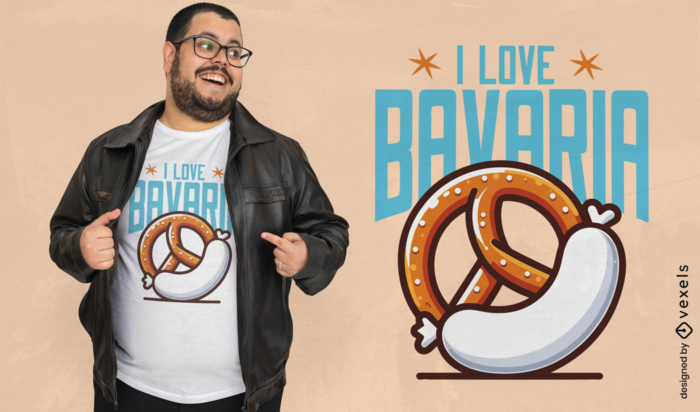 Eu amo o design da camiseta do pretzel da Baviera