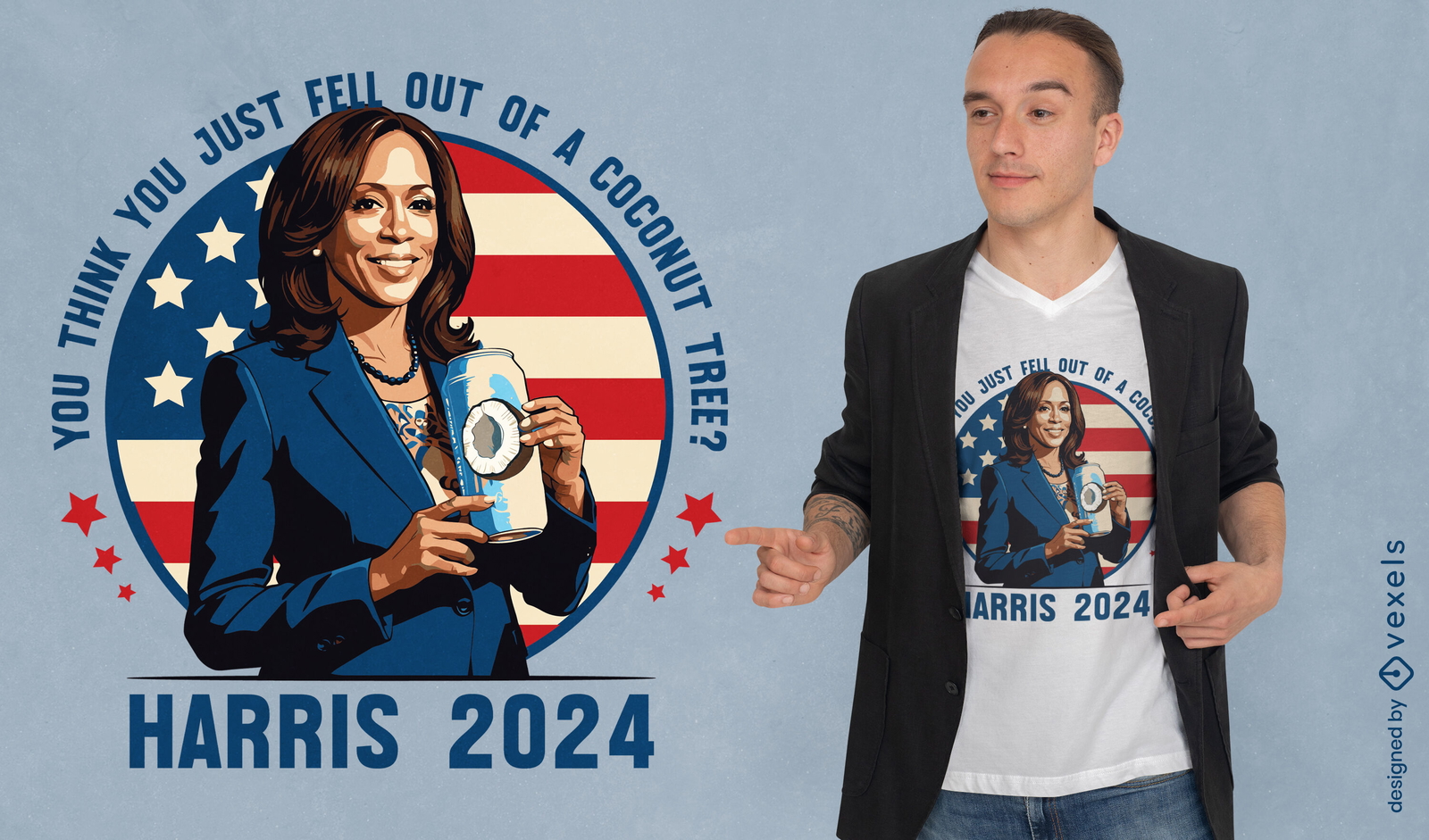 Design de camiseta com água de coco Harris 2024