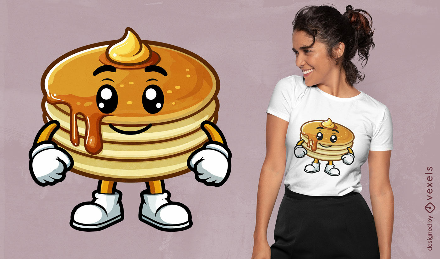 Design de camiseta com personagem de panqueca kawaii