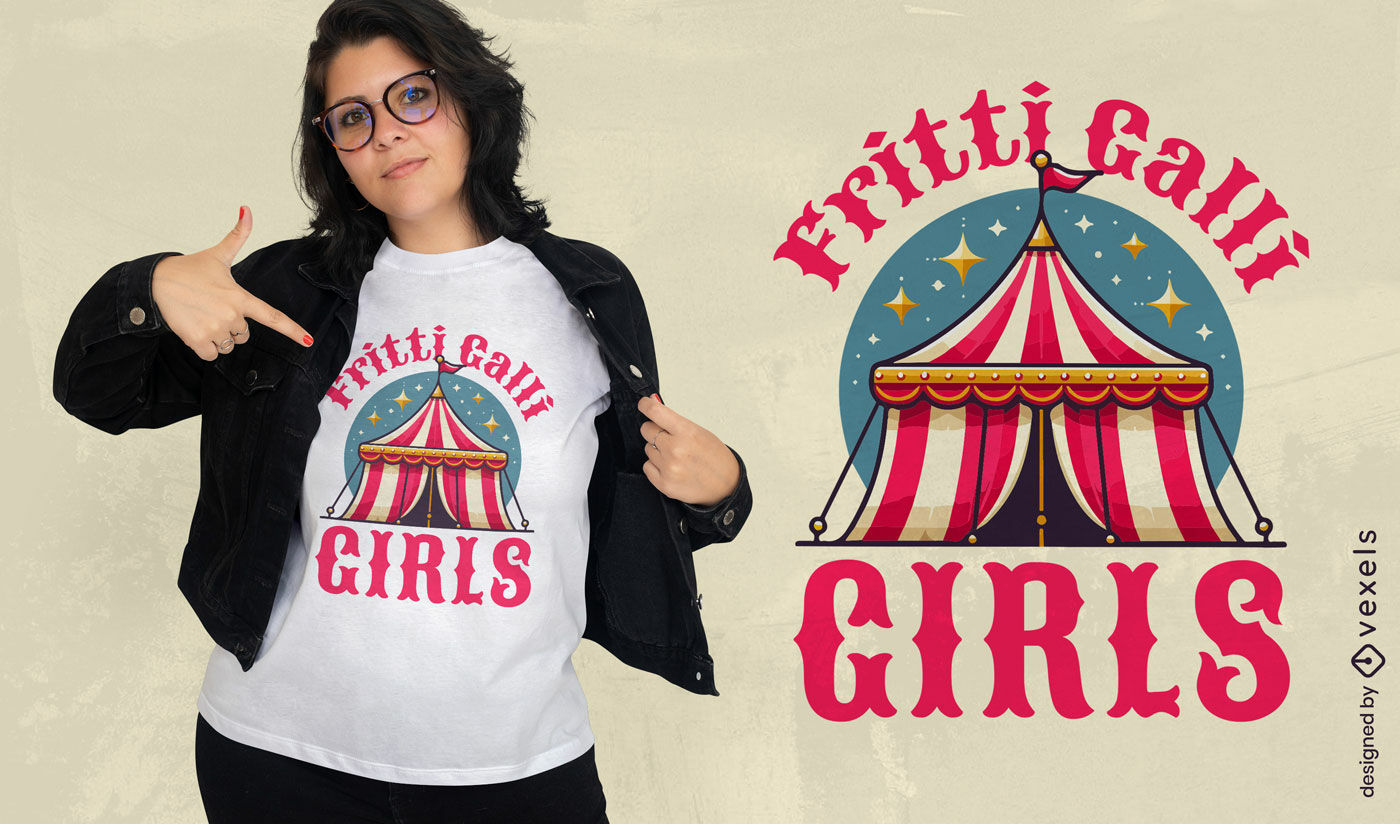 Diseño de camiseta con carpa de circo para niñas Fritti