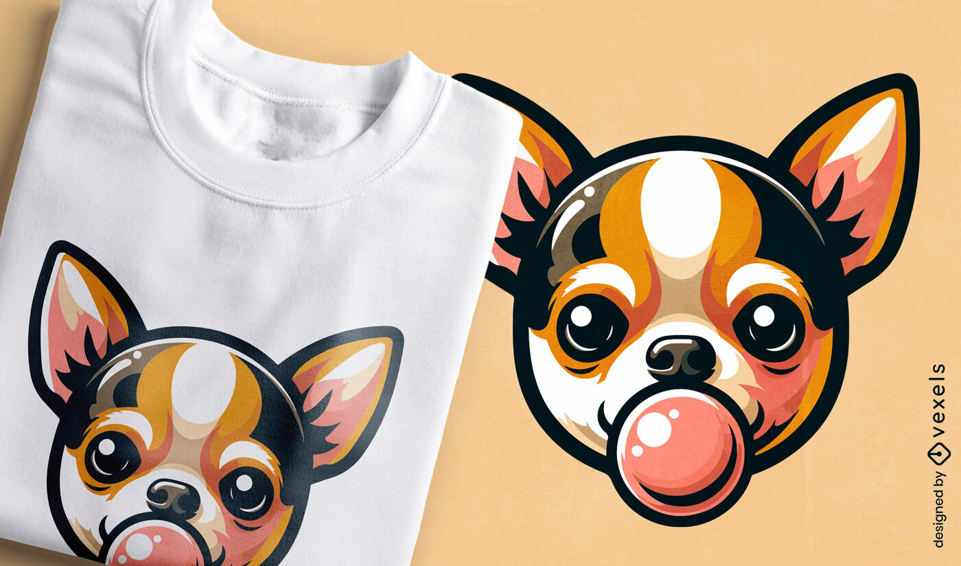 Diseño de camiseta de chihuahua con chicle