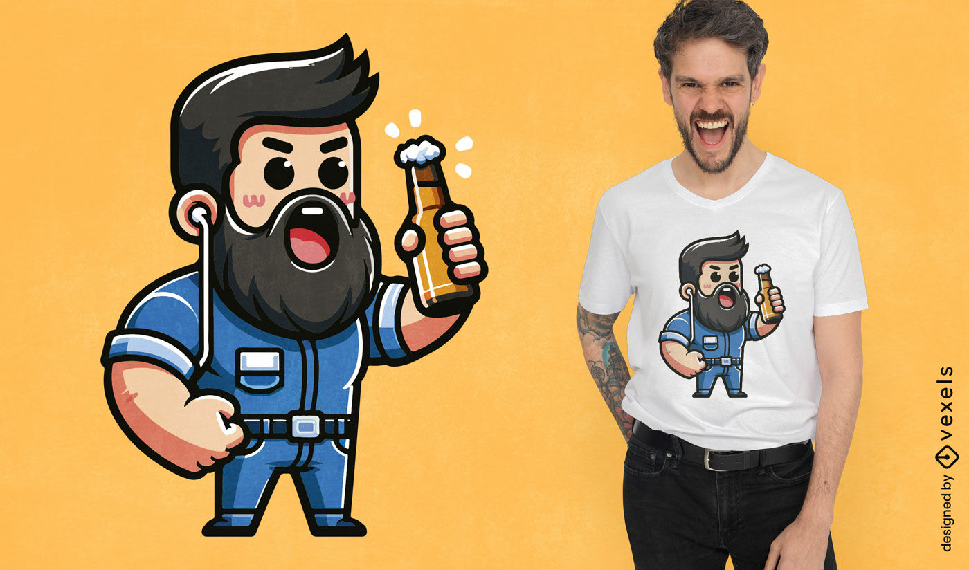 Bearded man with beer t-shirt design