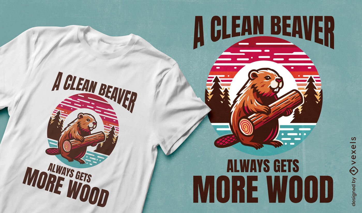 Clean beaver wood pun t-shirt design