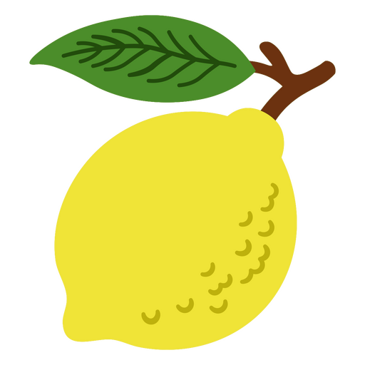 Ilustração divertida de limão com desenho de folhas Desenho PNG